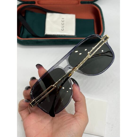 NEW Gucci GG1105S 001 Grey Gradient Frame Aviator Sunglasses - Picture 2 of 9